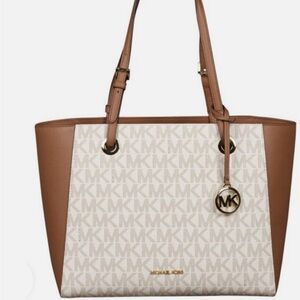 Michael Kors Tan and Brown Monogram Bag